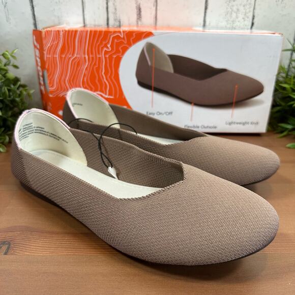 J Sport Women's Doreen Taupe Knit Flats Size 10 - Picture 2 of 7